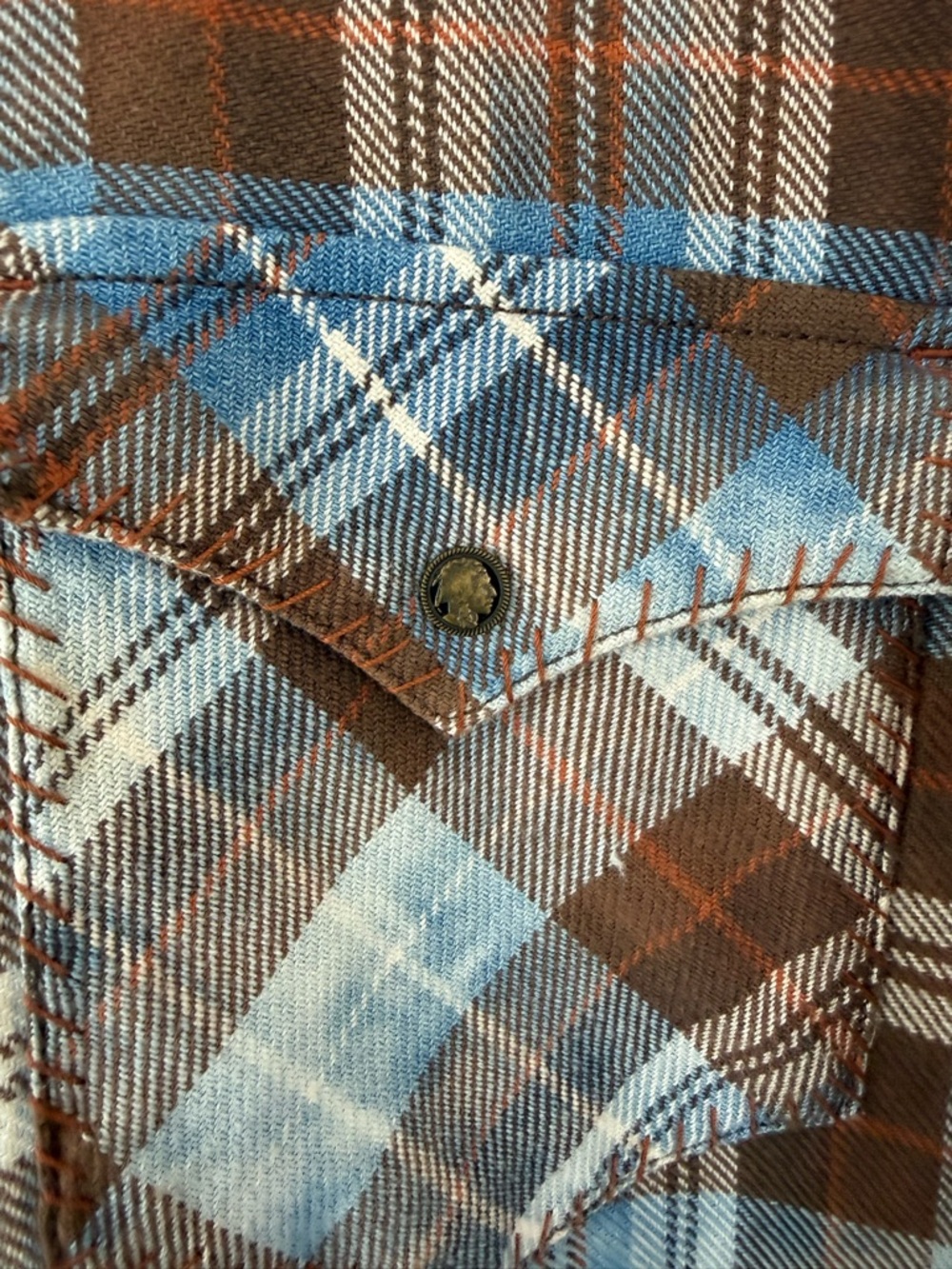 Ryan Michael Brown & Light Blue Plaid Button-Up Western Style Shirt - Picture 4 of 7